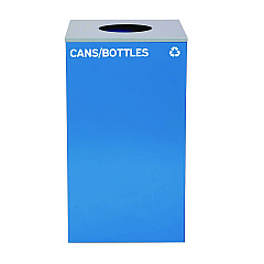 Alpine 29 Gallon Trash/Recycling Cans, Steel, Blue Cans/Bottles Recycling Can with Circle Lid (4450KITBLUCC)
