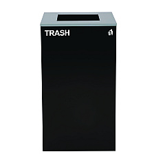 Alpine 29 Gallon Trash/Recycling Cans, Steel, Black Trash Can with Square Lid (4450KITBLKST)