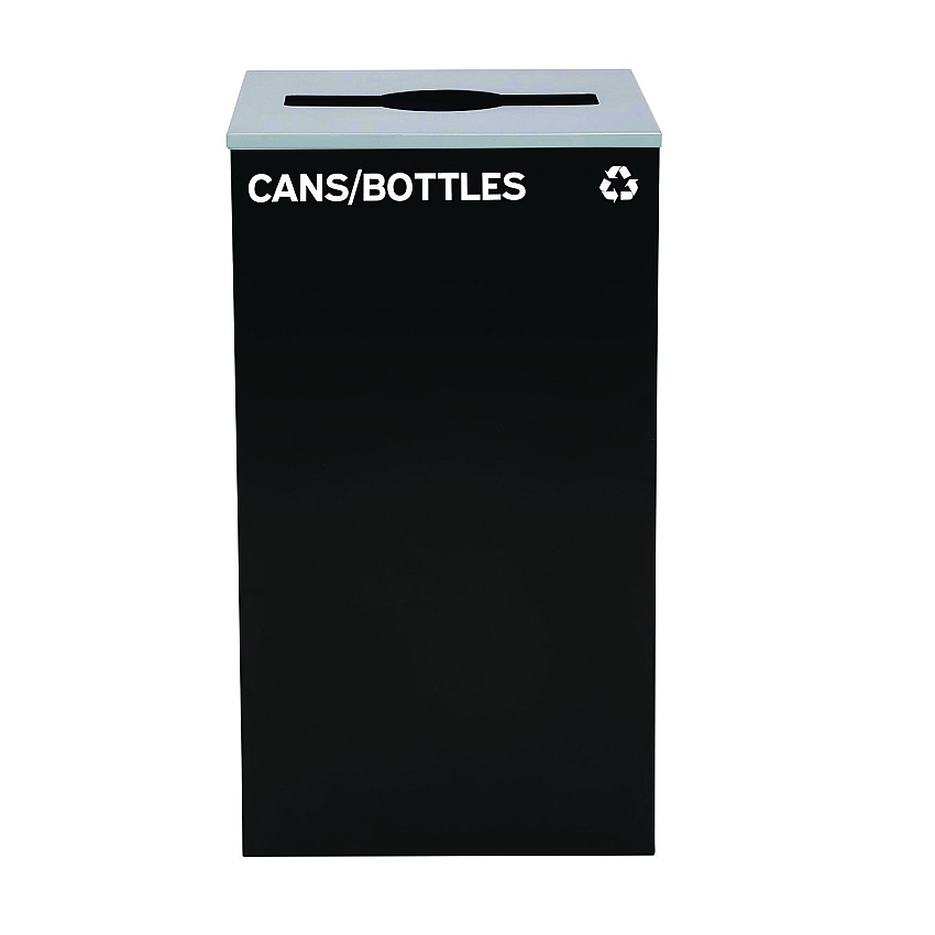 Alpine 29 Gallon Trash/Recycling Cans, Steel, Black Cans/Bottles Recycling Can with Mixed Lid (4450KITBLKMC)