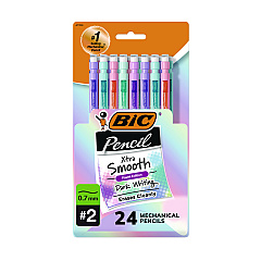 BIC Xtra-Smooth Pastel Edition Mechanical Pencils, 0.7 mm, HB (#2), Black Lead, Assorted Barrel Colors, 24/Pack (MPNP24BLK)