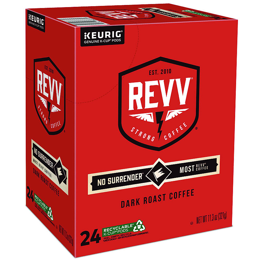revv NO SURRENDER K-Cup, Dark Roast, K-Cup, 24/Box (6873)
