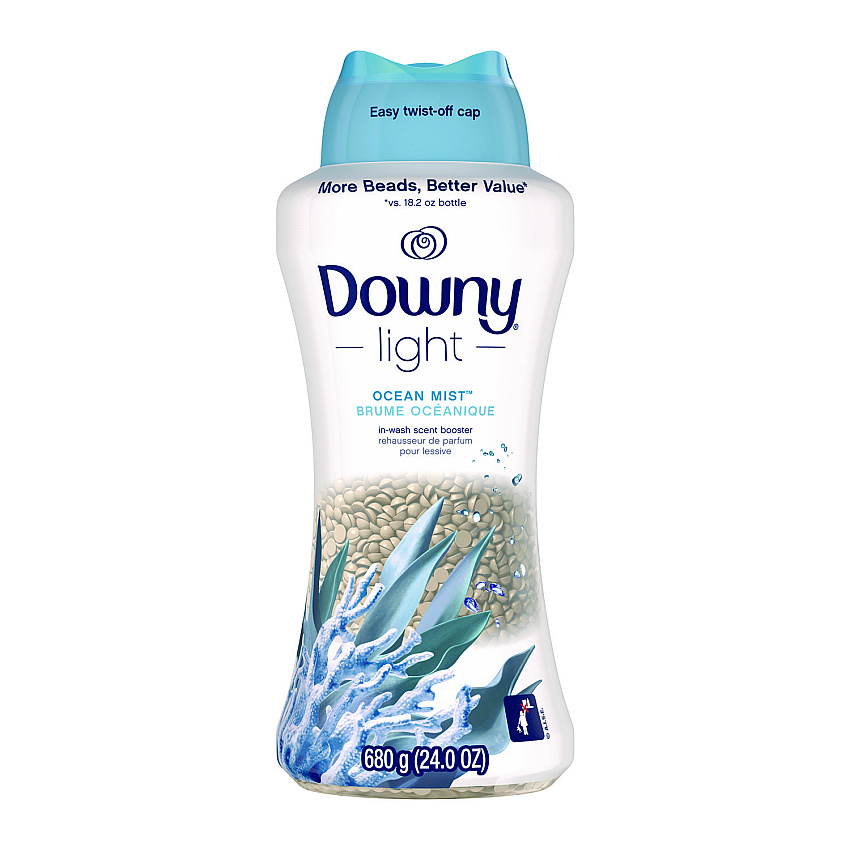 Downy Light In-Wash Scent Booster Beads, Ocean Mist Scent, 24 oz Pour Bottle (08779)