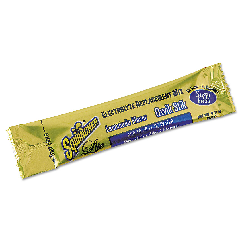 Sqwincher Sugar-Free Qwik Stik Energy Drink Mix, Lemonade, 1.26 oz Packet, 50/Pack (060103LA)