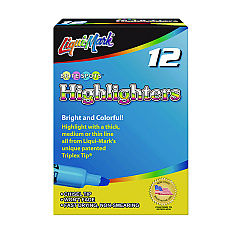Liqui-Mark Tank Fluorescent Highlighter, Blue Ink, Chisel Tip, Blue Barrel, Dozen (60823)