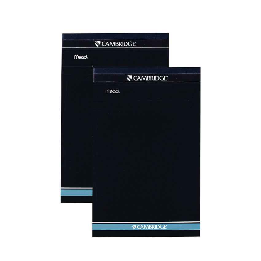 Cambridge Notepad, Wide/Legal Rule, Black Cover, 70 Yellow 5 x 8 Sheets, 2/Pack (59876)