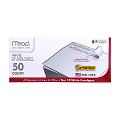 Mead Press-it Seal-it Self-Adhesive Envelope, #10, Commercial Flap, Self-Adhesive Closure, 4.18 x 9.5, White, 50/Box (75024)