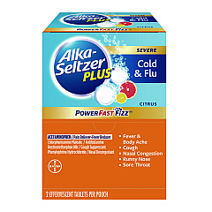 Alka-Seltzer Plus PowerFast Fizz Sever Cold and Flu Effervescent Tablet, 2 Tablets/Pouch, 25 Pouches/Box (97318)