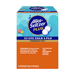 Alka-Seltzer Plus PowerFast Fizz Sever Cold and Flu Effervescent Tablet, 2 Tablets/Pouch, 30 Pouches/Box (97319)