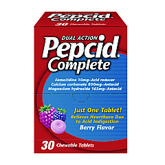 Pepcid Complete Dual-Action Antacid, Berry Flavor, 30/Box (64228)