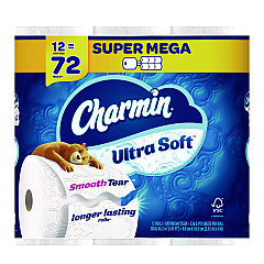 Charmin Ultra Soft Bathroom Tissue, Septic Safe, 2-Ply, White, 336 Sheets/Roll, 12 Rolls/Pack (08471)