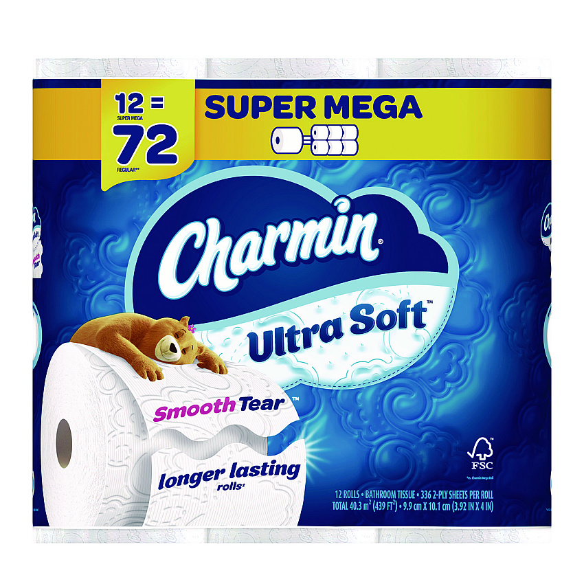 Charmin Ultra Soft Bathroom Tissue, Septic Safe, 2-Ply, White, 336 Sheets/Roll, 12 Rolls/Pack (08471)