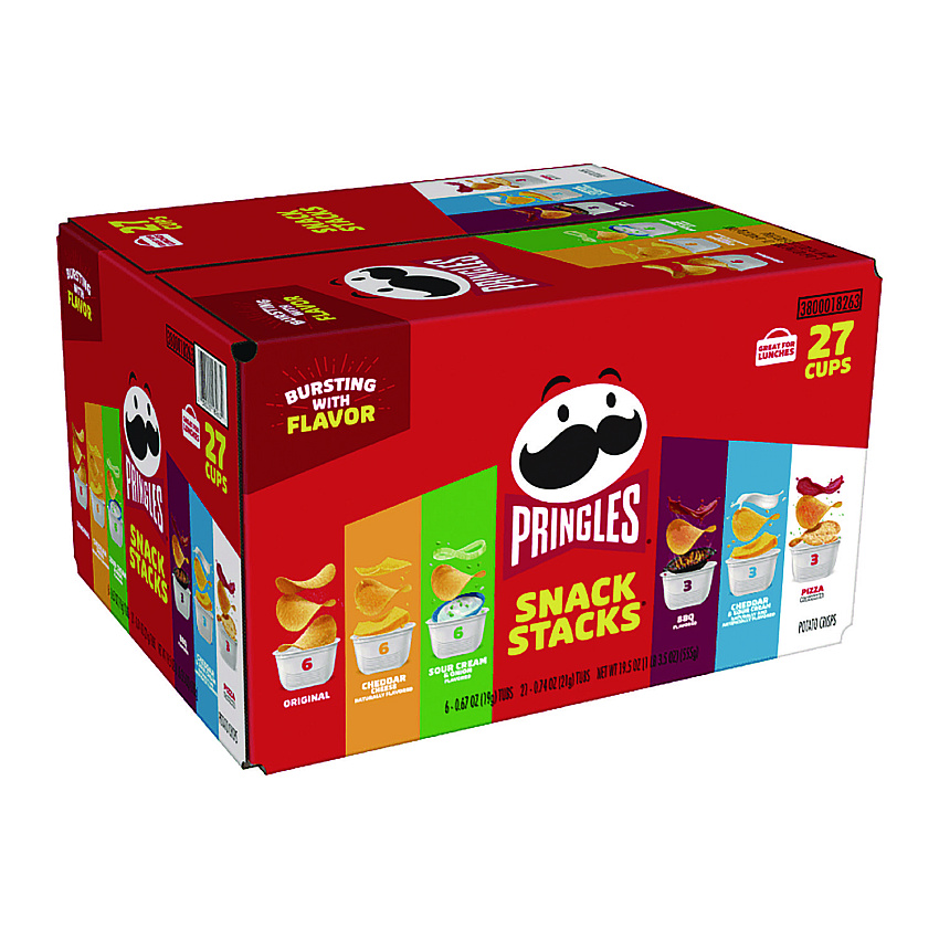 Pringles Snack Stack Variety Pack Crisps, (6) 0.67 and (21) 0.74 oz/Tubs, 27/Carton (KEE18263)