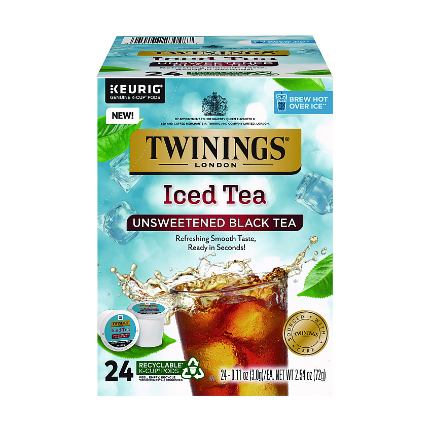 TWININGS Iced Tea K-Cups, Unsweetened Black, 24/Box (TNA23048)