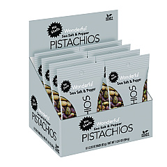 Wonderful No Shells Sea Salt and Pepper Pistachios, 2.25 oz Pack, 8/Box (PAR70144)