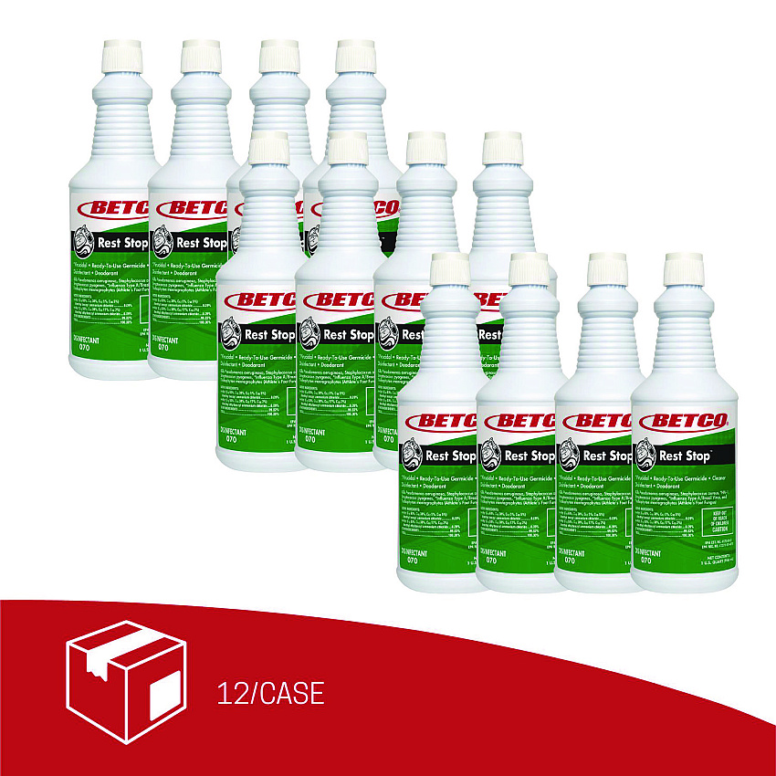 Betco Rest Stop Restroom Disinfectant, Floral Fresh Scent, 32 oz Bottle, 12/Carton (0701200)