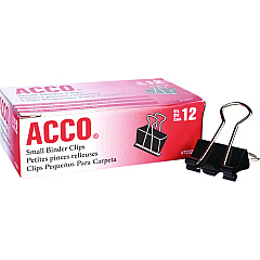 ACCO Binder Clips, Small, Black/Silver, Dozen (72020)