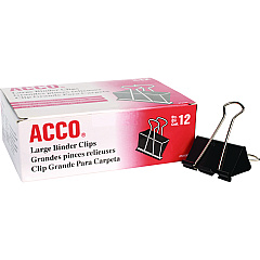 ACCO Binder Clips, Large, Black/Silver, Dozen (72100)