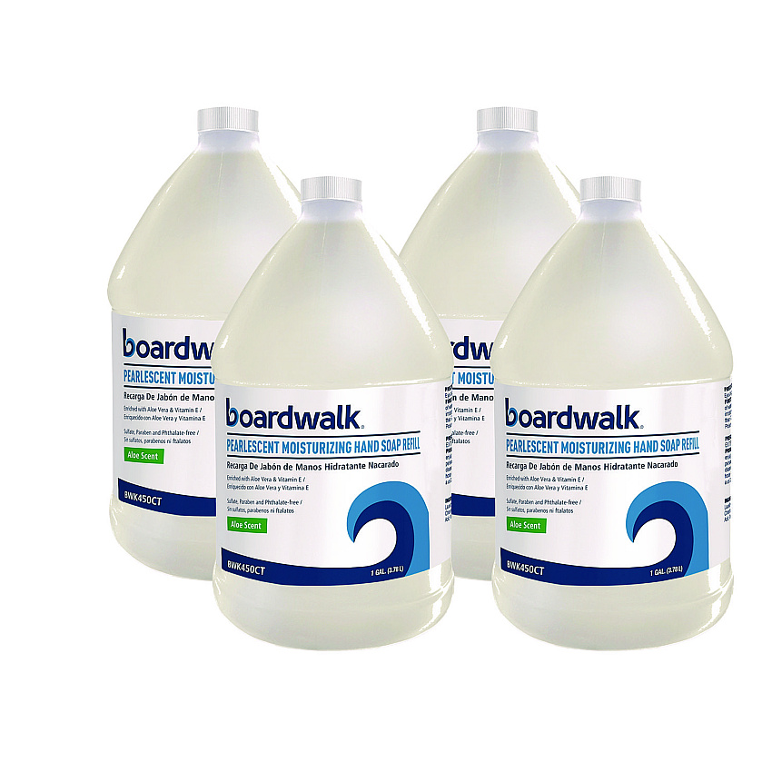 Boardwalk Pearlescent Moisturizing Liquid Hand Soap Refill, Aloe Scent, 1 gal Bottle, 4/Carton (BWK450CT)