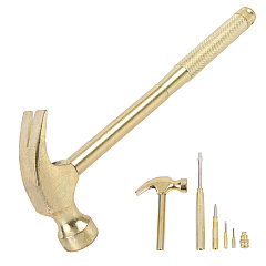 Great Neck 5-in-1 Carpenter's Hammer with Nesting Handle Containing Four Screwdrivers, 6.5" Long Gold Handle (19006)