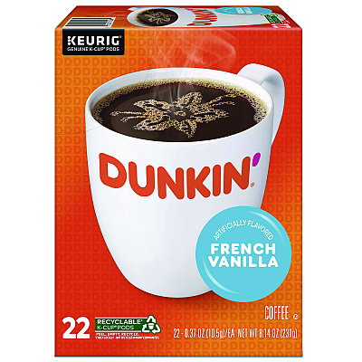 Dunkin Donuts K-Cup Pods, French Vanilla, 22/Box (1268)