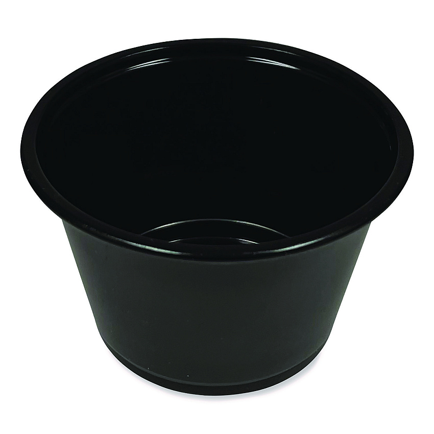 Boardwalk Souffle/Portion Cups, 4 oz, Polypropylene, Black, 2,500/Carton (BWKPRTN4BL)