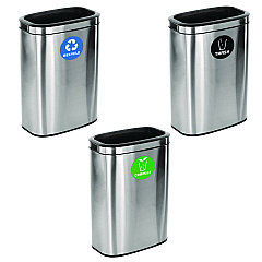 Alpine 10.5 Gallon Recycle, Trash and Compost Combo Station, Brushed Stainless Steel (47040LRTCO)