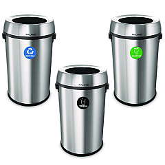 Alpine 17 Gallon Stainless Steel Open Top Recycling, Trash and Compost Station (47065LRTCO)