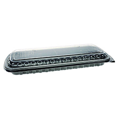 Pactiv MealMaster Rib Container Base/Lid, 16.6 x 7.3 x 2.3, Black/Clear Plastic, 80/Carton (YCNC167000DZ)
