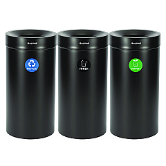 Alpine 27 Gallon Black Stainless Steel Compost Bin, Recycling Can and Trash Receptacle (47527BLKRTCO)