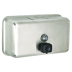 Alpine Horizontal Manual Surface-Mounted Stainless Steel Liquid Soap Dispenser, 40 oz, 2.8 x 8.1 x 4.8, Brushed Stainless Steel (ALP424SSB)