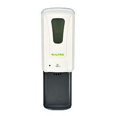 Alpine Wall Mount Automatic Gel Hand Sanitizer/Soap Dispenser with Drip Tray, 40 oz, 4.48 x 6 x 18.1, White (ALP430LT)