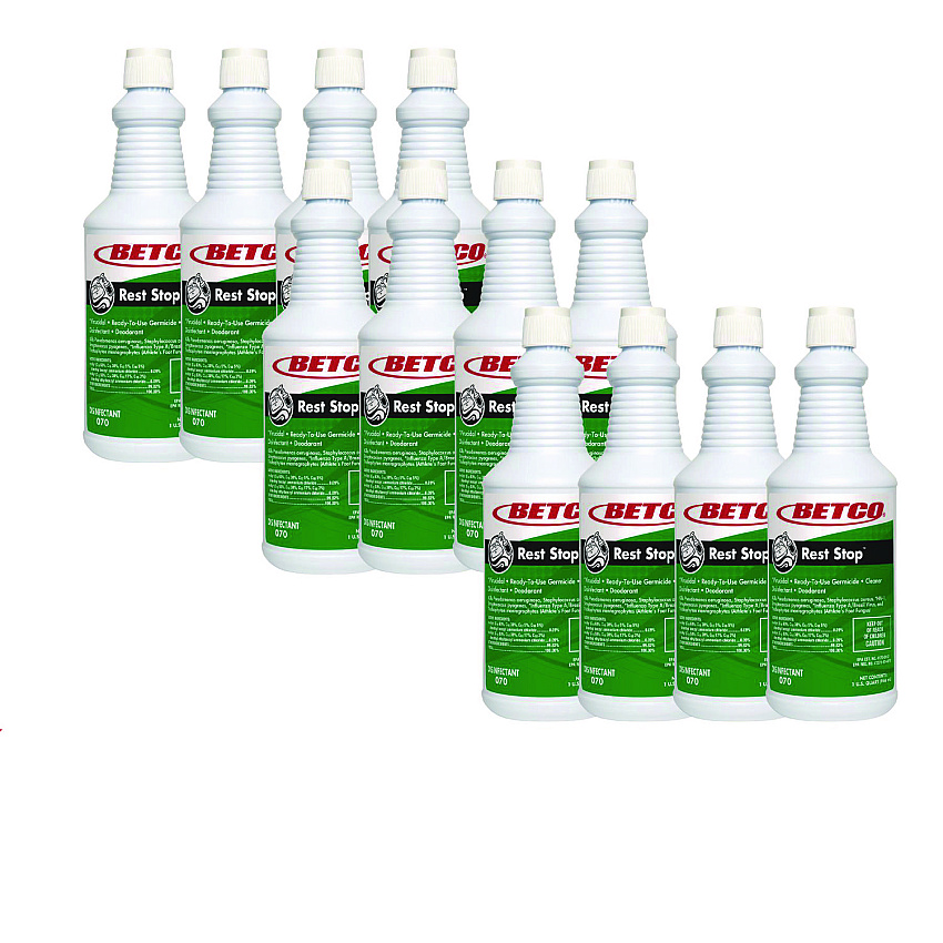 Betco Rest Stop Non-Acid Bowl and Restroom Cleaner, Floral Fresh Scent, 32 oz Bottle, 12/Carton (701200)