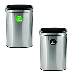 Alpine 10.5 Gallon Compost and Trash Station, Brushed Stainless Steel (ALP47040LCOT)