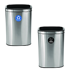 Alpine 10.5 Gallon Recycle and Trash Station, Brushed Stainless Steel (ALP47040LRT)