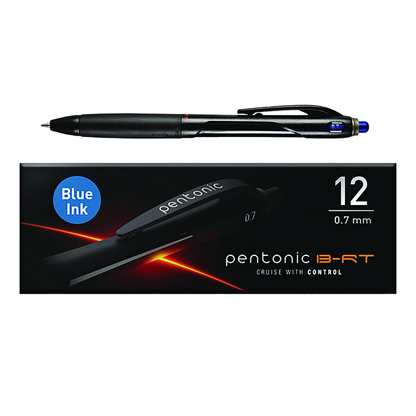 TOPS PENTONIC Retractable Ballpoint Pen, Fine 0.7 mm, Blue Ink, Blue Barrel, 12/Pack (12123)