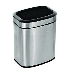 Alpine Stainless Steel Rectangular Liner Open Top Trash Can, 2.6 gal, Brushed Stainless Steel (ALP47010L)
