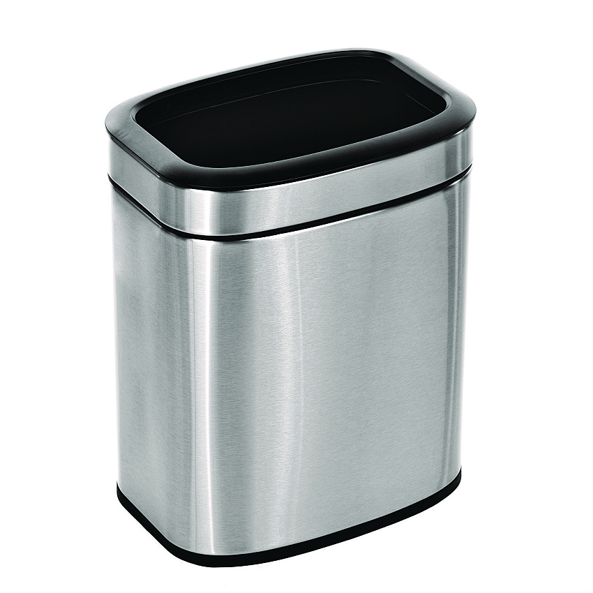 Alpine Stainless Steel Rectangular Liner Open Top Trash Can, 2.6 gal, Brushed Stainless Steel (ALP47010L)