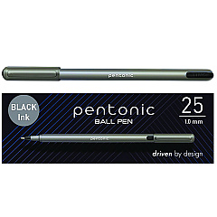 TOPS PENTONIC Medium Point Ballpoint Pen, 1 mm, Black Ink, Charcoal Barrel, 25/Pack (12128)