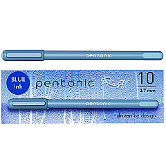 TOPS PENTONIC Frost Pen, Stick, Fine 0.7 mm, Blue Ink, Frosted Blue Barrel, 10/Pack (13085)