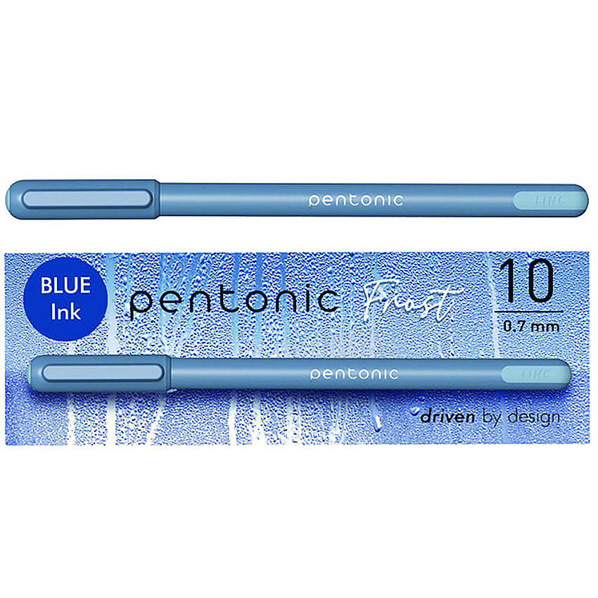 TOPS PENTONIC Frost Pen, Stick, Fine 0.7 mm, Blue Ink, Frosted Blue Barrel, 10/Pack (13085)