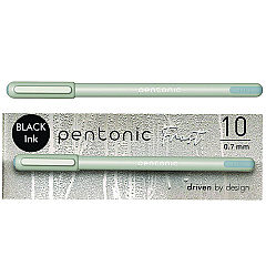TOPS PENTONIC Frost Pen, Stick, Fine 0.7 mm, Black Ink, Pale Gray Barrel, 10/Pack (13086)