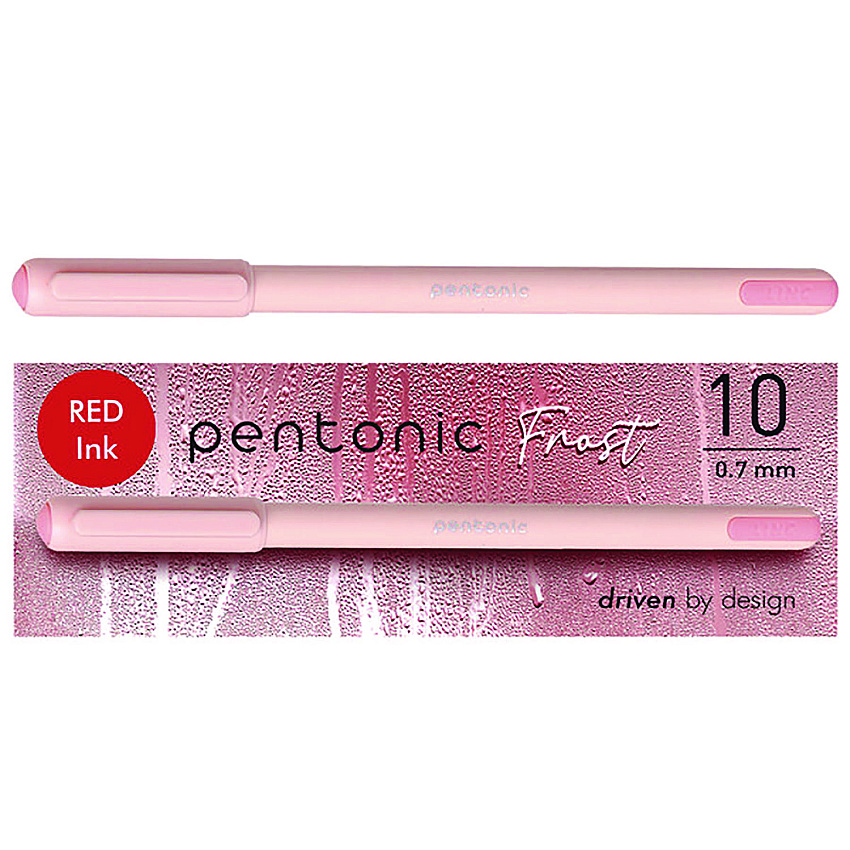 TOPS PENTONIC Frost Pen, Stick, Fine 0.7 mm, Red Ink, Pale Pink Barrel, 10/Pack (13087)