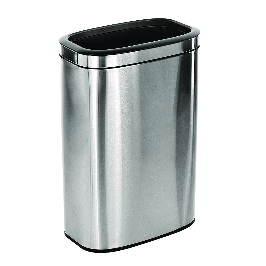Alpine Stainless Steel Rectangular Liner Open Top Trash Can, 10.5 gal, Brushed Stainless Steel (ALP47040L)