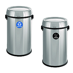 Alpine 17 Gallon Stainless Steel Indoor Recycling Receptacle and Trash Station Swivel Lids (ALP47065L1RT)