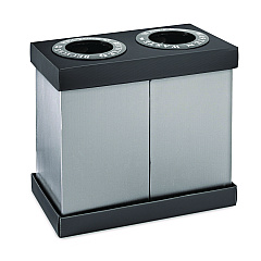 Alpine 28 Gal Indoor Trash Can and Recycling Bin, Corrugated Polypropylene, Gray, 2 Bin (ALP47102BLK)