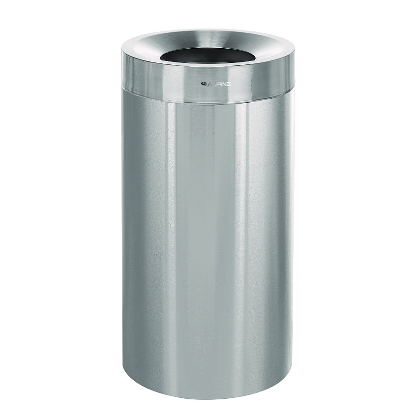 Alpine 27 Gallon Stainless Steel Commercial Indoor Trash Can, Brushed Stainless Steel (ALP47527)