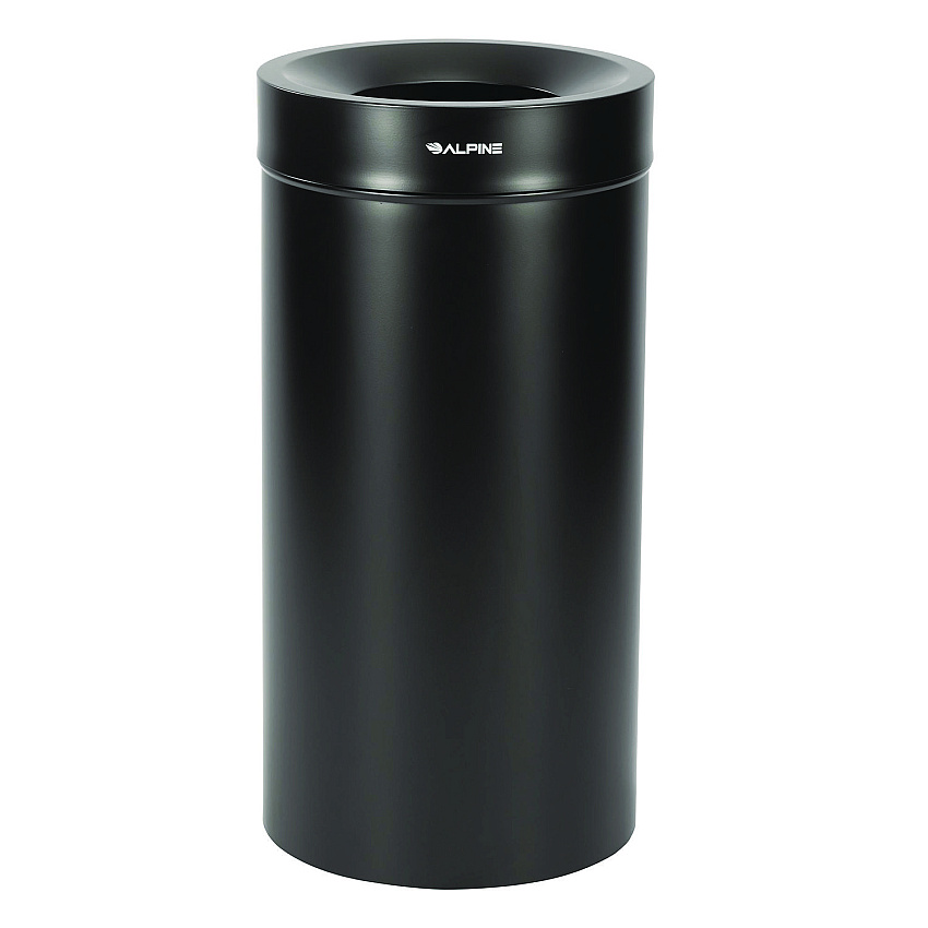 Alpine 27 Gallon Stainless Steel Commercial Indoor Trash Can, Black (ALP47527BLK)