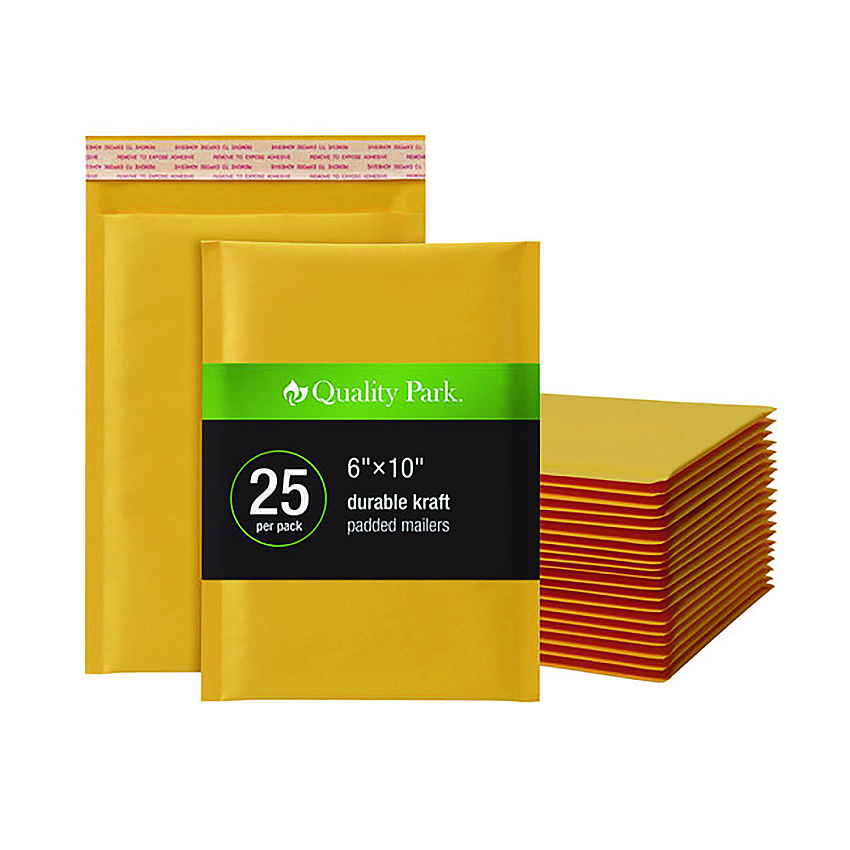 Quality Park Kraft Bubble Mailers, #0, Barrier Bubble Cushion, Redi-Seal Adhesive Closure, 6 x 9, Brown Kraft, 25/Pack (95001)