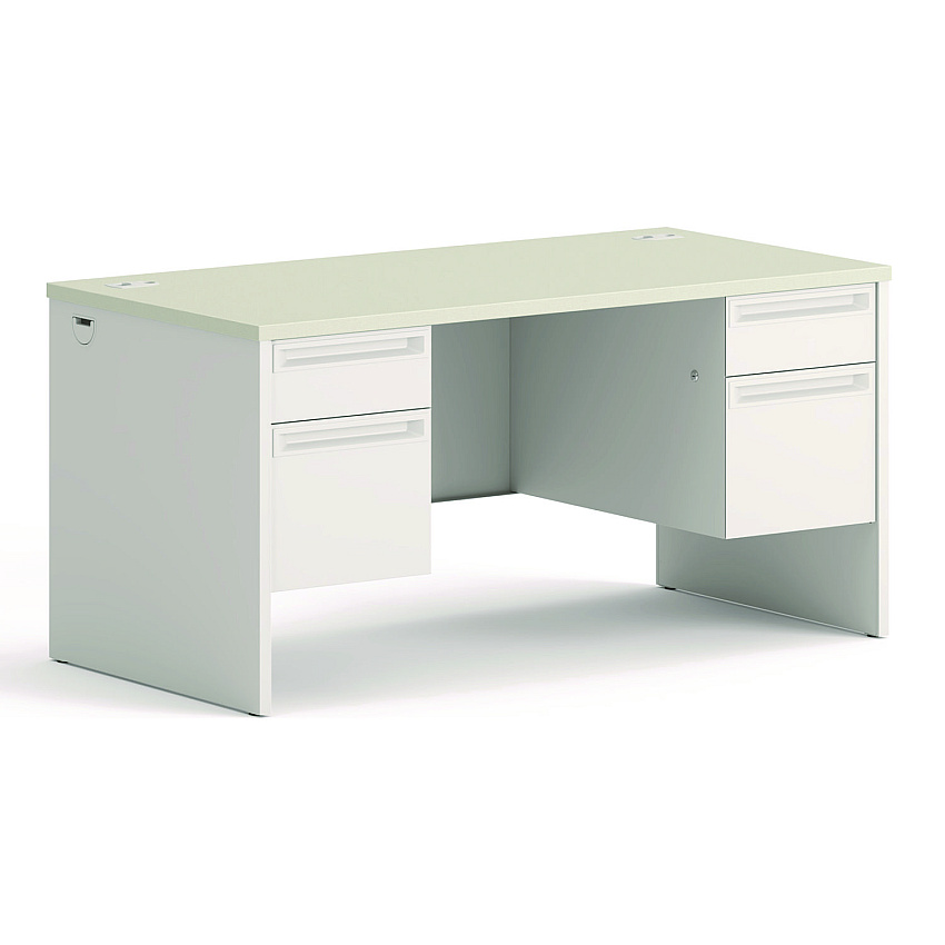 HON 38000 Series Double Pedestal Desk, 60" x 30" x 30", Light Gray/Silver (38155B9Q)