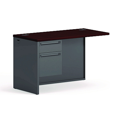 HON 38000 Series Flush Return, Left, 48w x 24d x 29-1/2h, Mahogany/Charcoal (38216LNS)